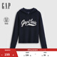 GAP女裝2025秋季新款提花logo合身連帽針織衫時(shí)髦休閑毛衣793645 海軍藍 M (165/88A) 亞洲尺碼