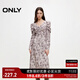 ONLY秋季設計感氣質(zhì)風顯瘦v領中長裙連衣裙女|124407005 H05 雀丹灰色印花 XL 175/92A
