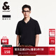 杰克·瓊斯（JACK&JONES）25年男裝短袖POLO衫男士夏季商務(wù)休閑古巴領(lǐng)寬松重磅純棉針織T恤 E40黑色 常規 M