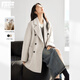 對白【100%綿羊毛】中長(cháng)款西裝領(lǐng)雙面呢大衣女2025冬新款毛呢外套 燕麥米 M