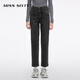 MISS SIXTY2025冬季新款牛仔褲女含羊絨高腰百搭休閑直筒褲 黑灰 26