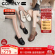 康莉（COMELY）樂(lè )福鞋女秋季女鞋牛皮學(xué)院風(fēng)金屬扣圓頭時(shí)尚百搭JK小皮鞋 淺棕 37