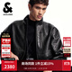 杰克·瓊斯（JACK&JONES）男裝士夾克羊皮革插袋時(shí)尚長(cháng)袖寬松立領(lǐng)經(jīng)典舒適上衣225410002 E40黑色 常規 XL （185）
