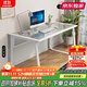 吉飾佳電腦桌臺式現代創(chuàng  )意鋼化玻璃辦公桌家用臥室書(shū)桌經(jīng)濟型簡(jiǎn)易小桌子 白架+透明玻璃 100x60x72cm