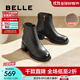 百麗（Belle）羊皮擦色時(shí)裝靴女商場(chǎng)同款粗跟增高短靴B8F1DDD4 黑色-絨里 37 (235mm)