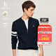 哈吉斯（HAZZYS）男裝 秋冬款毛衣外套簡(jiǎn)約棒球領(lǐng)羊毛開(kāi)衫男ABYZD0BDX37 深藏青色DN M （170/92A 46）