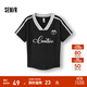 森馬（Semir）涼感T|短袖T恤女短款撞色V領(lǐng)夏季2025新款字母修身上衣運(yùn)動(dòng)風(fēng) 黑色90001 M