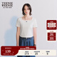 Teenie Weenie【送項鏈】小熊女夏季方領(lǐng)氣質(zhì)時(shí)髦針織短袖正肩T恤 白色 S (160)