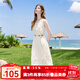 百圖betu女裝2025夏季新款連衣裙無(wú)袖羽毛流蘇背心氣質(zhì)裙子女2506T52 淺杏色 M