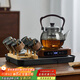 憶壺茶（YIHUTEA） 茶壺玻璃泡茶壺側把過(guò)濾煮茶壺加厚耐熱電陶爐燒水壺養生煮茶器 【10件套】1L黑色壺+1500W方形爐