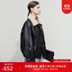 AMII女裝【羽絨皮夾克】2025冬季新款歐美復古風(fēng)寬松PU皮衣羽絨服外套 黑色 165/88A/L 均碼