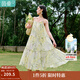 茵曼度假風(fēng)淡雅碎花吊帶裙2025夏季女裝新款顯瘦飄逸透氣連衣裙 花蕊黃 M