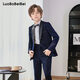 蘿卜唄唄（LUOBOBEIBEI）兒童禮服男童西裝帥氣英倫花童主持人服裝演出服 藏青四件套 130