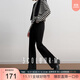 三彩2025秋季新款休閑微喇褲修身喇叭褲長(cháng)褲小黑褲M(mǎn)