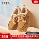 他她（TATA）加絨棉鞋2025冬厚底雪地靴百搭女鞋毛毛單鞋勃肯鞋子 棕色（仿毛里） 38