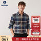 Navigare意大利小帆船長(cháng)袖襯衫男秋冬磨毛保暖休閑襯衣時(shí)尚簡(jiǎn)約格子上衣男 海軍藍/咖 XL 碼