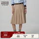 Teenie Weenie小熊秋季氣質(zhì)通勤中長(cháng)百褶裙優(yōu)雅時(shí)髦裙高智感裙子女 卡其色 S (160)