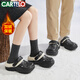 卡帝樂(lè )鱷魚(yú)（CARTELO）洞洞棉拖鞋男冬季外穿厚底增高棉鞋男女同款拖鞋黑色男款 42-43