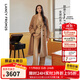 朗姿【尖貨補單】純羊毛法式收腰中長(cháng)款毛呢外套大衣女西裝領(lǐng)冬季新款 淺咖色2 M