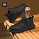 海瀾之家（HLA）男鞋春季2026新款復古工裝鞋戶(hù)外休閑皮鞋厚底中幫馬丁鞋子男 黑色中幫-四季單里 41