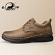 公羊皮鞋男鞋春季新款真皮百搭商務(wù)休閑皮鞋男士英倫風(fēng)軟底通勤正裝鞋 卡其色【標準皮鞋碼】 41 (255mm)