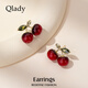 Qlady紅櫻桃耳釘金色耳飾女耳環(huán)2025新款高級感銀針耳墜生日新年禮物