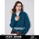 初語(yǔ)高領(lǐng)毛衣女2024年秋冬新款復古插肩袖厚暖毛織外套 湖藍色 S
