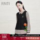 FINITY菲妮迪假兩件雪紡衫秋季新款襯衫領(lǐng)設計感拼接上衣女 黑色 M