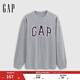 GAP男女裝2025秋季新款字母logo圓領(lǐng)純棉長(cháng)袖T恤寬松上衣788456 淺灰色 L (175/96A) 亞洲尺碼