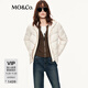 MO&Co.羽絨服2025秋新品90鴨絨防風(fēng)防水假兩件拼衛衣連帽MBE3EINT07 米白色 XS /155
