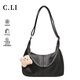 C.LI單肩包女生托特包手提包斜挎大容量通勤單肩包女神節禮物黑色