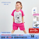 愛(ài)慕兒童親子裝夏季短袖T恤男孩女孩短袖短褲休閑運動(dòng)裝一家三口精梳棉A唯 女孩五分褲AK1429691 120
