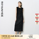 顏域黑色直筒連衣裙2025新款秋季亮片超長(cháng)毛絨高級感法式輕熟長(cháng)裙 黑色 L