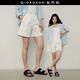 佐丹奴【韓國明星同款】通勤短褲女純棉壓褶中腰休閑短褲05405514 01標志白 29