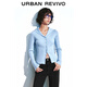 UR冬季新款女裝休閑撞色紐扣修身針織開(kāi)衫UYY950132 粉藍 S