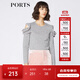 PORTS寶姿 新品女裝優(yōu)雅露肩荷葉邊毛針織衫SA9K435GZF015 探燈銀 S
