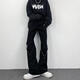 菲尼東爵高街vibe風(fēng)牛仔褲男女新款潮流直筒寬松拖地微喇叭褲子小眾設計感 黑色 +顯顯瘦T19 XL