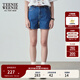 Teenie Weenie小熊女裝夏季簡(jiǎn)約時(shí)尚牛仔短褲時(shí)尚高腰褲子女韓版 深藍色 M (165)