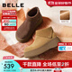 百麗（Belle）復古絨面勃肯鞋女2025冬新商場(chǎng)同款厚底加絨休閑短靴E6F1DDD5預售 棕色-薄絨 37
