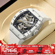 布加迪（BONEST GATTI）長(cháng)城系列手表德國碳纖維男士浮雕全自動(dòng)機械表生日禮物送男友9003 BG9003-R1白殼黑面白膠帶