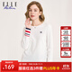 ELLE ACTIVE 純棉柔軟舒適長(cháng)袖T恤女裝初秋時(shí)尚氣質(zhì)袖口撞色百搭圓領(lǐng)打底衫女 白色【建議拍大一碼】 M