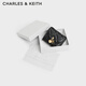 CHARLES&KEITH25冬季新品金屬包掛菱格短款錢(qián)包卡包新年禮物送女友CK6-10770710 Black黑色 XXS