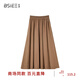 BSIEE松緊腰半裙2024年秋季純色時(shí)尚通勤收腰半裙女 咖啡色 S