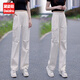 黛姿茹美式純棉休閑工裝褲女春季2026新款春裝高腰寬松顯瘦百搭闊腿褲子 米白色 2XL (30) 【125-135斤】