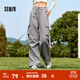 森馬（Semir）休閑褲女闊腿工裝褲質(zhì)感時(shí)尚高街女生冬季酷颯風(fēng)降落傘褲鹽系 茶灰20700 L