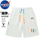 NASA MARVEL短褲男夏季五分褲休閑中褲運動(dòng)彈力寬松潮流情侶款 白色 2XL