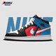 耐克（NIKE）【潮】Air Jordan aj1板鞋女子新款中幫休閑耐磨透氣運動(dòng)籃球鞋 CV4891-001（黑紅藍） GS款 36.5