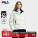 FILA 斐樂(lè )官方女士羽絨服時(shí)尚休閑簡(jiǎn)約基礎連帽外套 云菇白-WT S (160) 80A