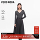 VEROMODA連衣裙2025秋季新款含綿羊毛桑蠶絲拼接可拆腰帶針織裙325346019