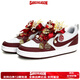 耐克（NIKE）定制婚鞋 Court Borough GS 秀禾國風(fēng)吉祥喜慶耐磨 低幫 板鞋女款 紅白 37.5